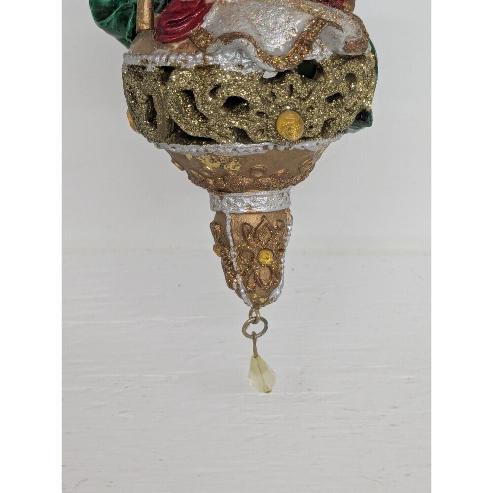 "Holy Family" Ornament Mary, Joseph, Jesus Glitter With Xmas Light Insert - Picture 3 of 5